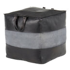 Industrial Pouf Ottoman in Leather and Canvas