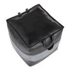 Industrial Pouf Ottoman in Leather and Canvas