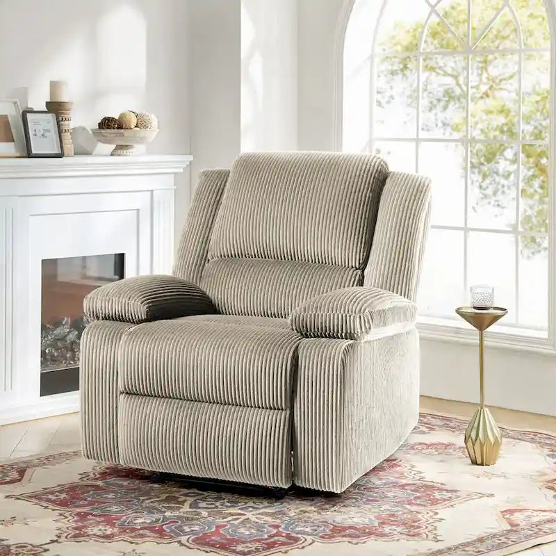 Vegan Leather Upholstered Push Back Manual Recliner Chair