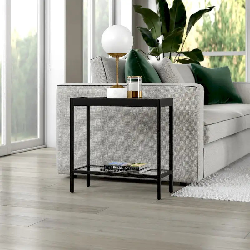 Bronze Rectangular Glass Side Table 24 Inch