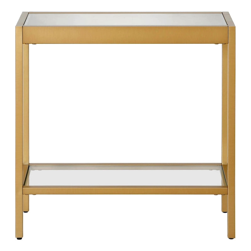 Bronze Rectangular Glass Side Table 24 Inch