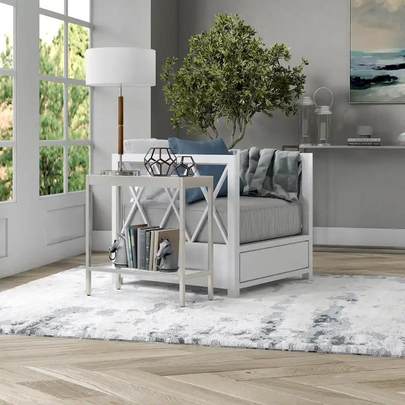 Bronze Rectangular Glass Side Table 24 Inch
