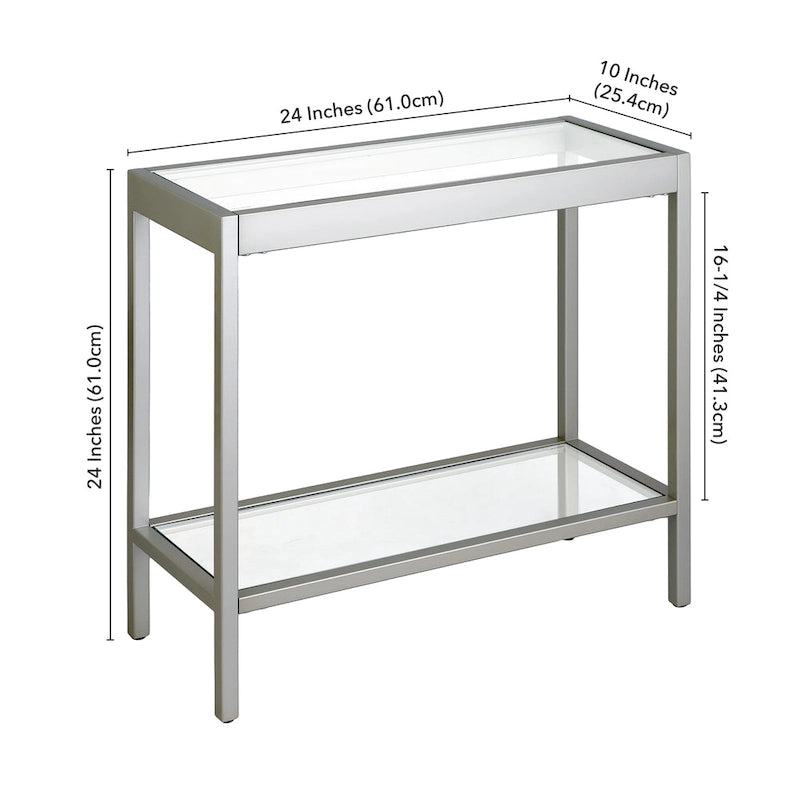Bronze Rectangular Glass Side Table 24 Inch