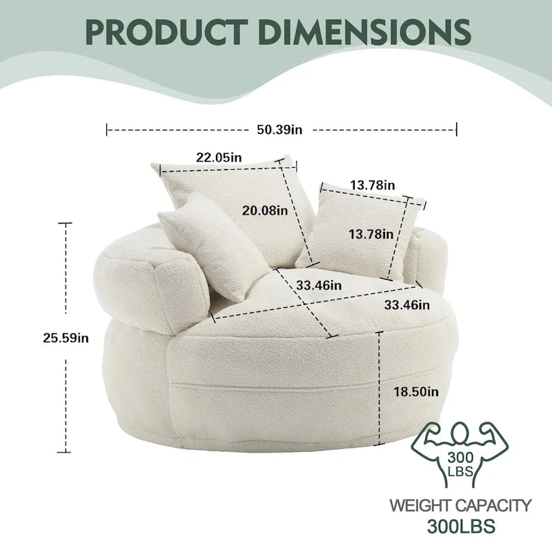 Indoor circular wide sofa and lazy sofa chair