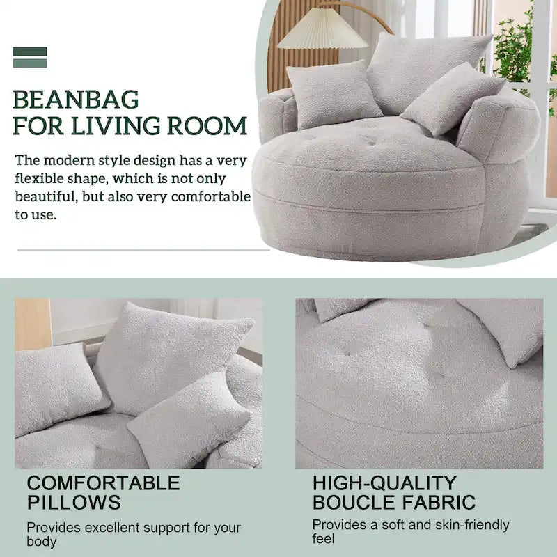 Indoor circular wide sofa and lazy sofa chair