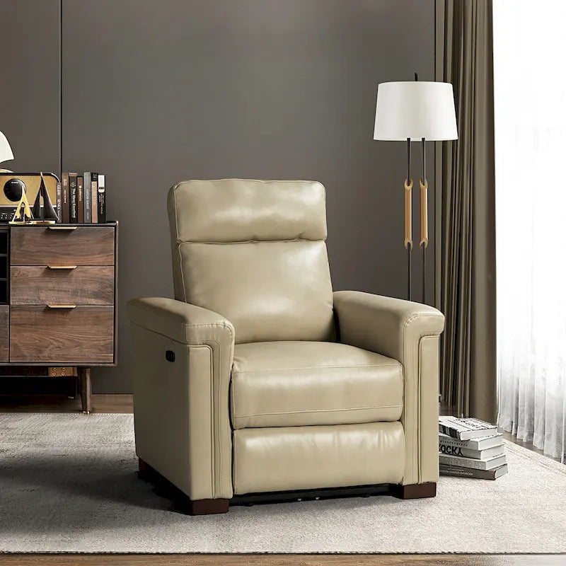 Brown Leather Power Recliner with USB Port - Single Seat