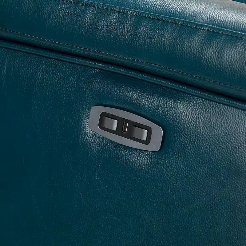 Brown Leather Power Recliner with USB Port - Single Seat