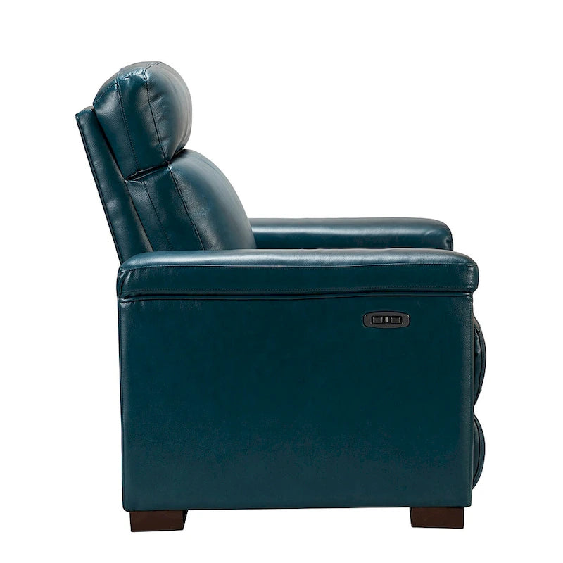 Brown Leather Power Recliner with USB Port - Single Seat