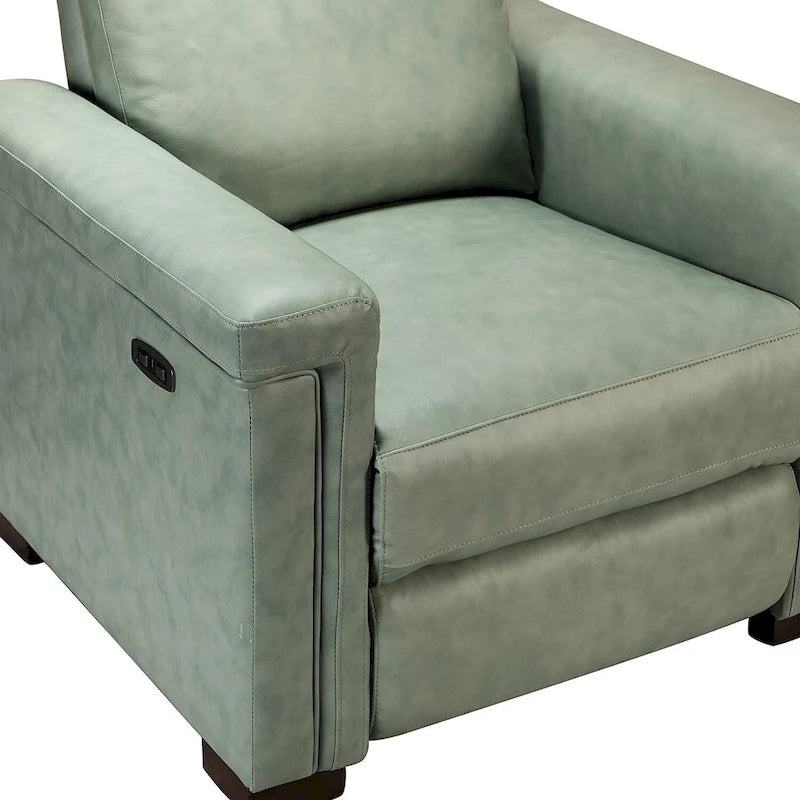 Brown Leather Power Recliner with USB Port - Single Seat