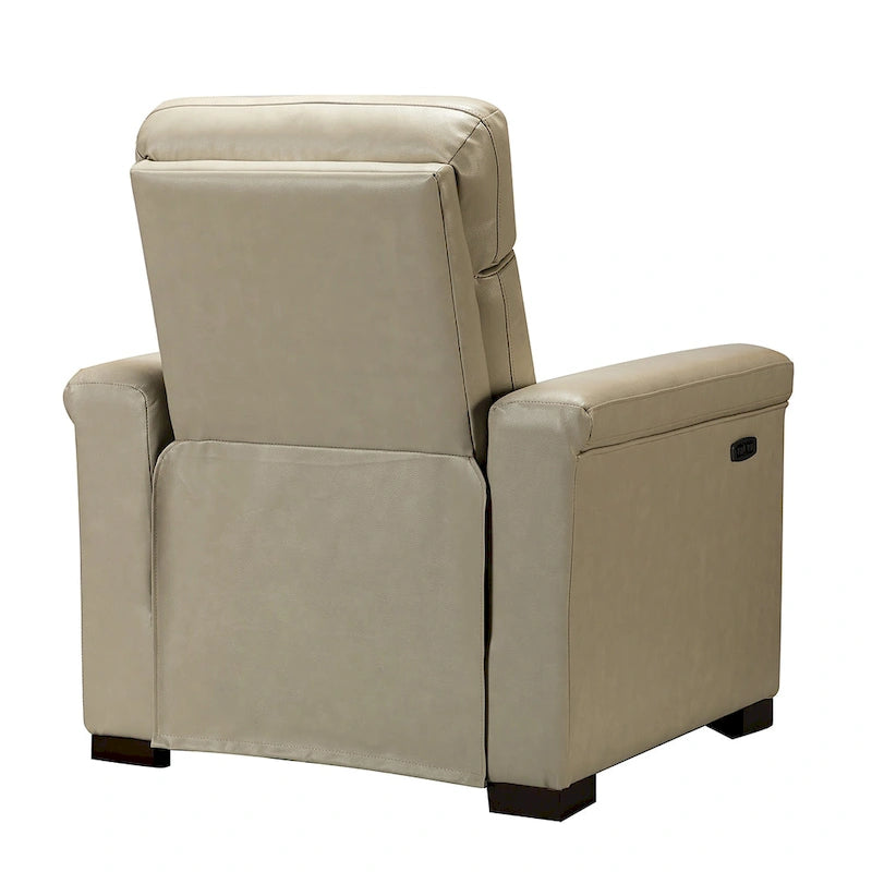 Brown Leather Power Recliner with USB Port - Single Seat