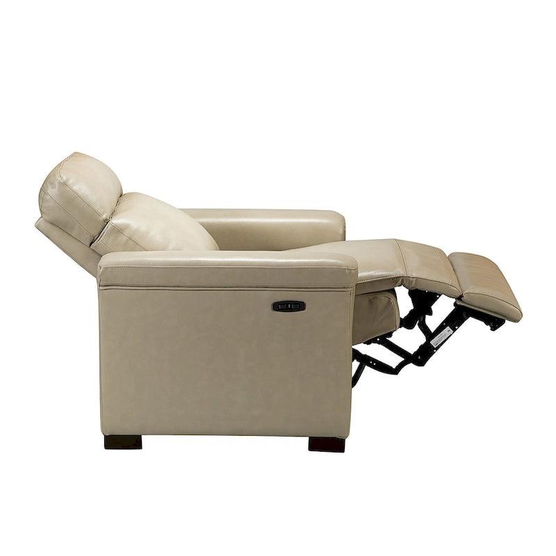 Brown Leather Power Recliner with USB Port - Single Seat