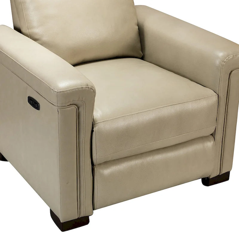 Brown Leather Power Recliner with USB Port - Single Seat