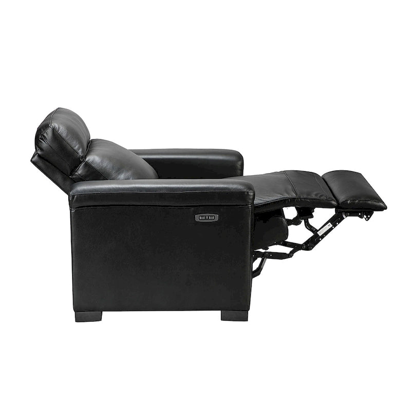 Brown Leather Power Recliner with USB Port - Single Seat