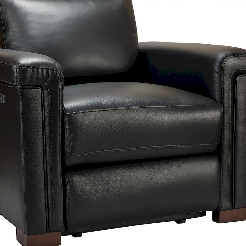Brown Leather Power Recliner with USB Port - Single Seat