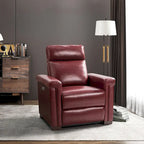 Brown Leather Power Recliner with USB Port - Single Seat