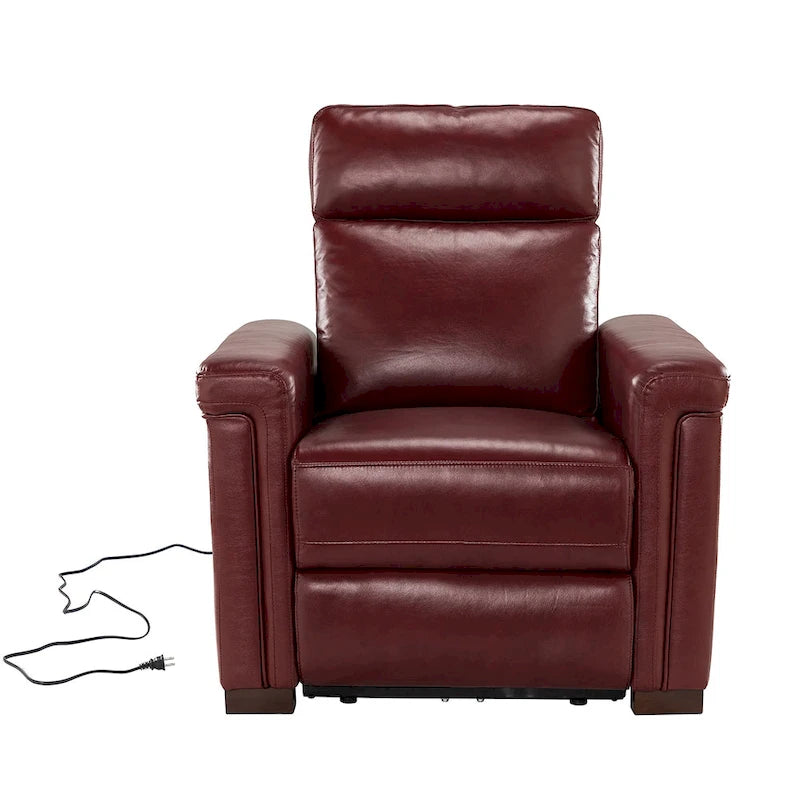 Brown Leather Power Recliner with USB Port - Single Seat