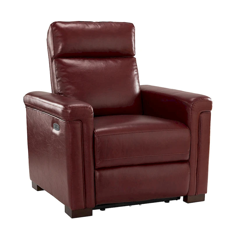Brown Leather Power Recliner with USB Port - Single Seat