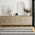 Light Brown Wood Accent Cabinet with Seagrass Doors