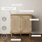 Light Brown Wood Accent Cabinet with Seagrass Doors