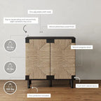 Light Brown Wood Accent Cabinet with Seagrass Doors