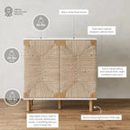 Light Brown Wood Accent Cabinet with Seagrass Doors