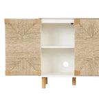 Light Brown Wood Accent Cabinet with Seagrass Doors
