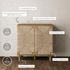 Light Brown Wood Accent Cabinet with Seagrass Doors