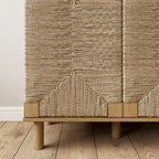 Light Brown Wood Accent Cabinet with Seagrass Doors