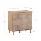 Light Brown Wood Accent Cabinet with Seagrass Doors