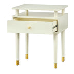 Mid-Century One Drawer Side Table - Antique White/Blush Pink/Walnut