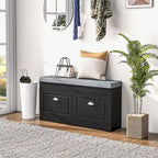 HOMCOM Shoe Rack Bench for Entryway Storage Organizer with Cushion 2 Drawers Adjustable Shelf, White - 41  x 9.5  x 21.75 