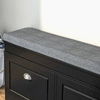 White Shoe Storage Bench with Cushion - 2 Drawers - Holds 8 Pairs