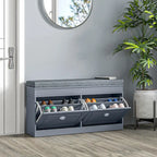 White Shoe Storage Bench with Cushion - 2 Drawers - Holds 8 Pairs