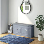White Shoe Storage Bench with Cushion - 2 Drawers - Holds 8 Pairs