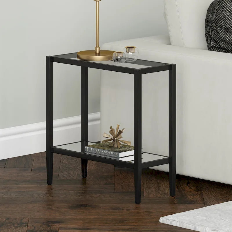 Hera 24  Rectangular Side Table with Glass Shelf