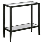Clear Glass Rectangular Side Table with Mirrored Shelf