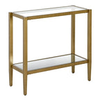 Clear Glass Rectangular Side Table with Mirrored Shelf