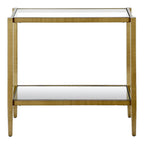 Clear Glass Rectangular Side Table with Mirrored Shelf