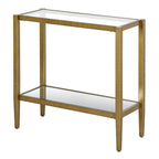 Clear Glass Rectangular Side Table with Mirrored Shelf