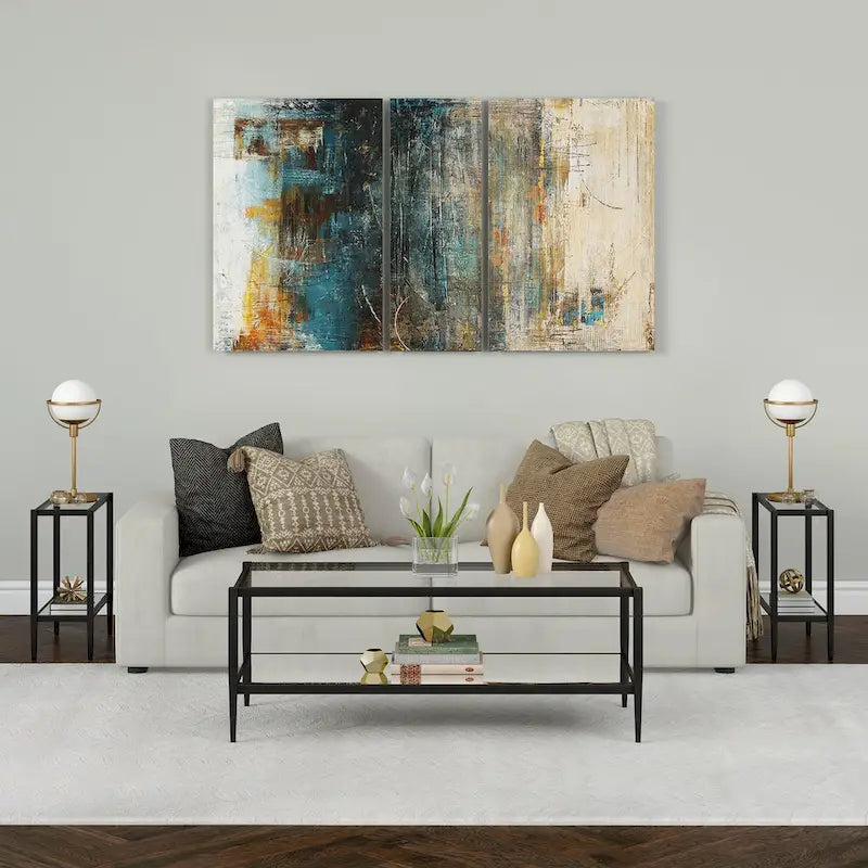 Clear Glass Rectangular Side Table with Mirrored Shelf