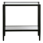 Clear Glass Rectangular Side Table with Mirrored Shelf