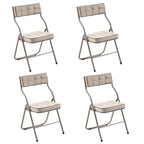 Velvet Upholstered Steel Tufted Folding Dining Chairs(set of 4)