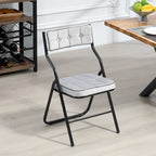 Velvet Upholstered Steel Tufted Folding Dining Chairs(set of 4)