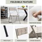 Velvet Upholstered Steel Tufted Folding Dining Chairs(set of 4)