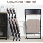 Velvet Upholstered Steel Tufted Folding Dining Chairs(set of 4)