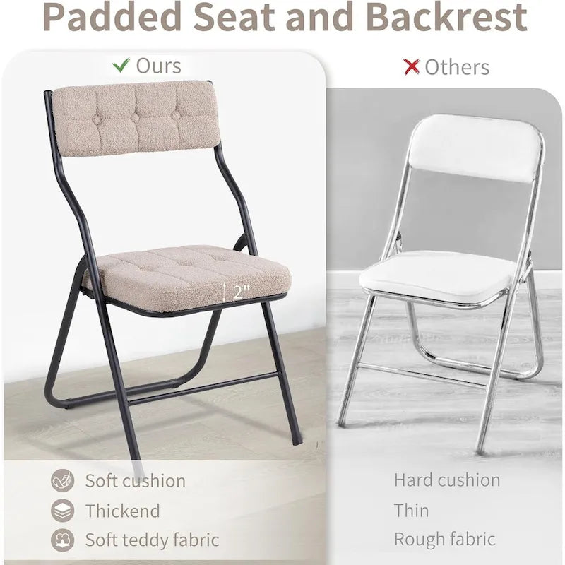 Velvet Upholstered Steel Tufted Folding Dining Chairs(set of 4)