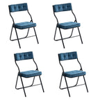 Velvet Upholstered Steel Tufted Folding Dining Chairs(set of 4)