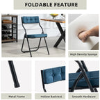 Velvet Upholstered Steel Tufted Folding Dining Chairs(set of 4)