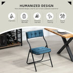 Velvet Upholstered Steel Tufted Folding Dining Chairs(set of 4)
