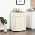 Rolling Kitchen Island Cart with Drawer and Cabinet - Black/Grey/Cream White